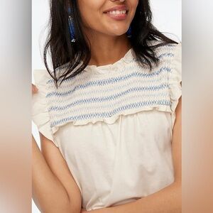 NWT J. Crew Ruffle-Sleeve Smocked Top S